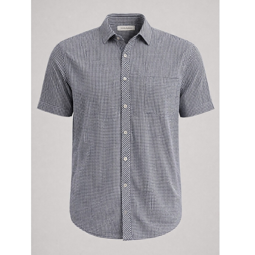 James Campbell Gingham Button Up Shirt Mens M Blue White‎ Cotton Casual